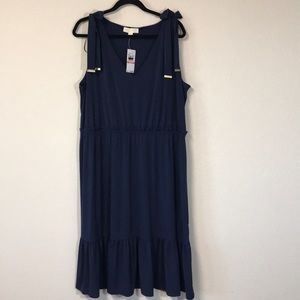 Michael Kors True Navy Ruffle Ruched Dress Size 2X